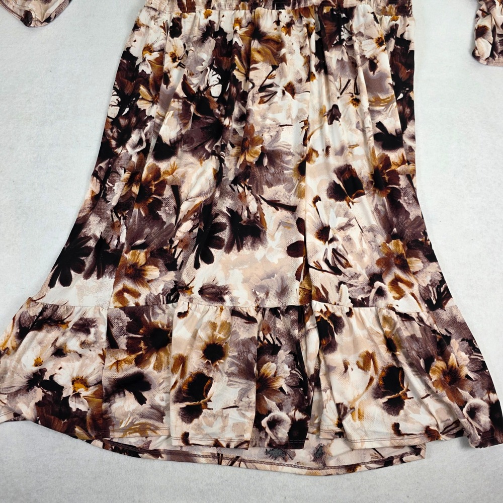 LuLaRoe Women 3XL Evelyn Dress Brown Floral Smocked Waist‎ NWT 486-18 - Picture 5 of 11